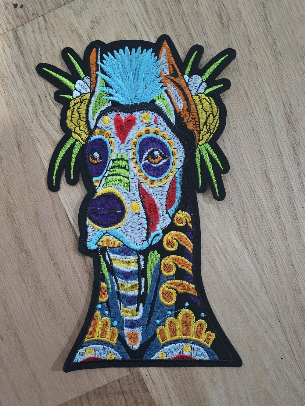 Mexican Alebrije Art Great Dane Dog Patch Parche Embroidered Iron On